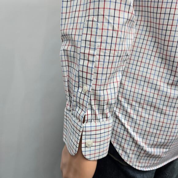 J. Crew Flex Wrinkle Free Dress Shirt Slim fit Men S Tattersall Check L/S - Picture 6 of 11